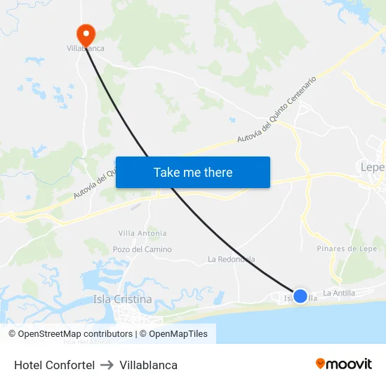 Hotel Confortel to Villablanca map