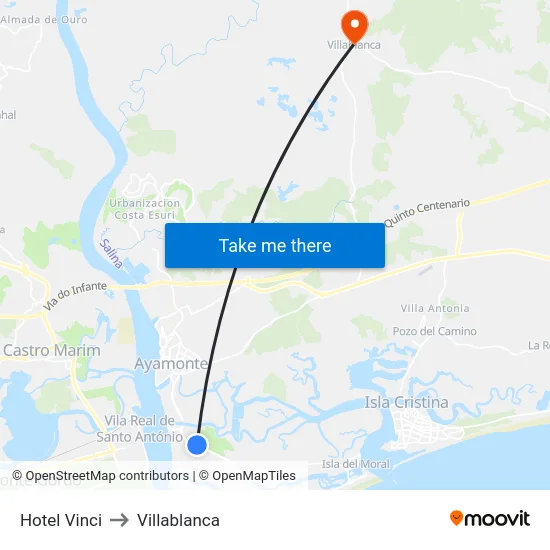 Hotel Vinci to Villablanca map