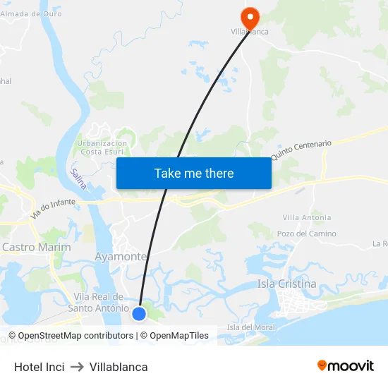 Hotel Inci to Villablanca map