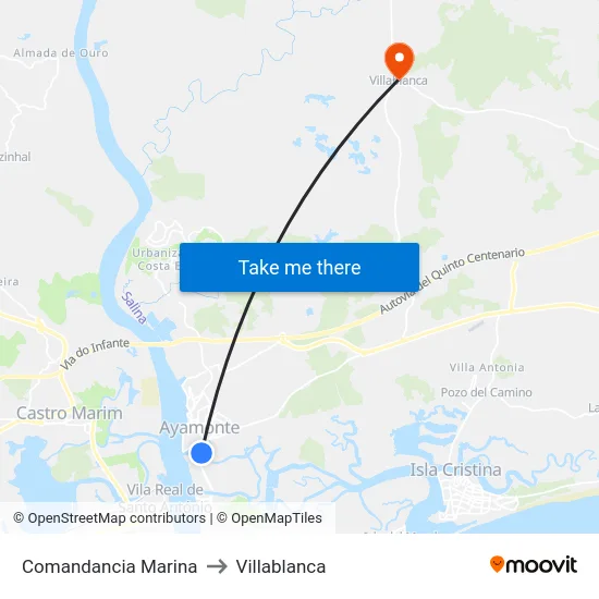 Comandancia Marina to Villablanca map
