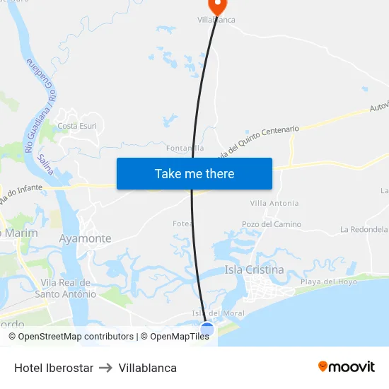 Hotel Iberostar to Villablanca map