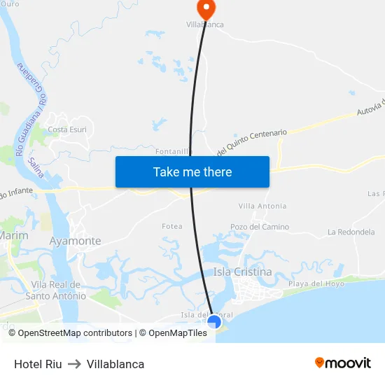 Hotel Riu to Villablanca map