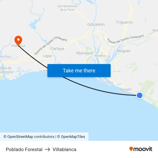 Poblado Forestal to Villablanca map