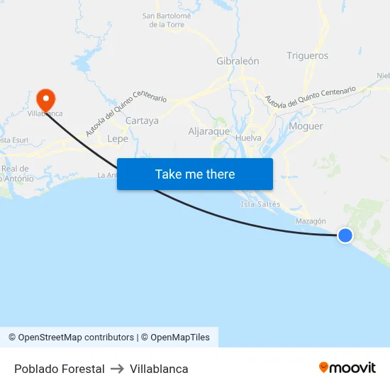 Poblado Forestal to Villablanca map