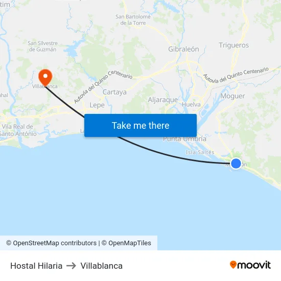 Hostal Hilaria to Villablanca map
