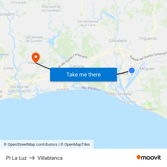 Pi La Luz to Villablanca map