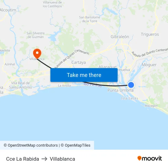 Cce La Rabida to Villablanca map