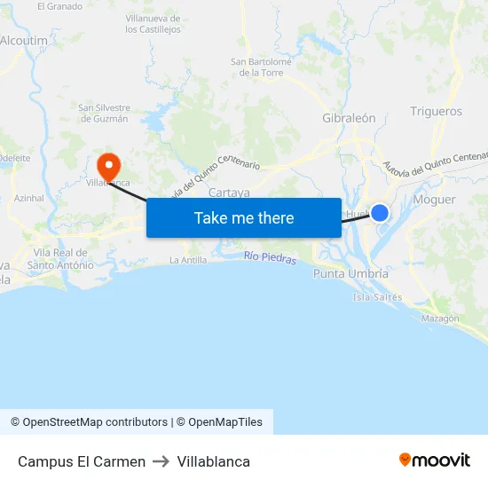Campus El Carmen to Villablanca map