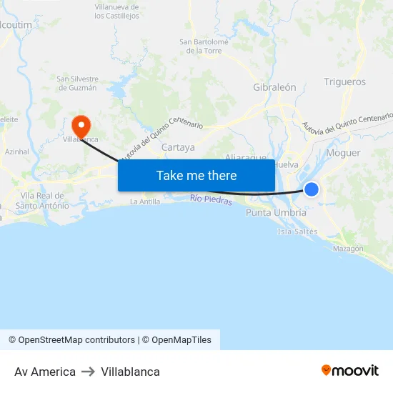 Av America to Villablanca map