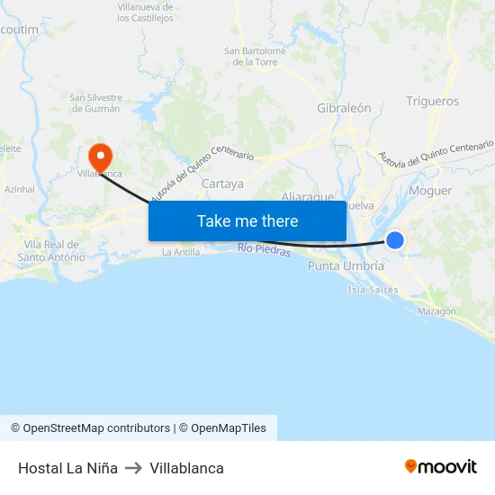 Hostal La Niña to Villablanca map