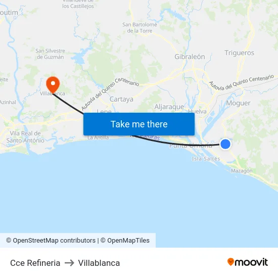 Cce Refineria to Villablanca map