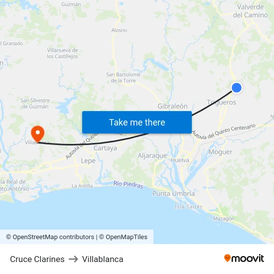 Cruce Clarines to Villablanca map