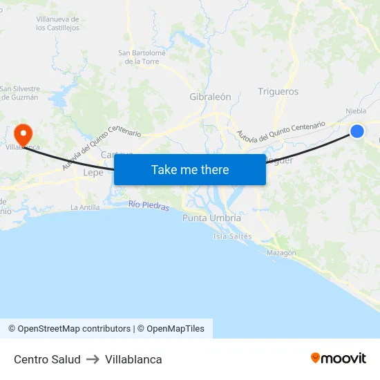 Centro Salud to Villablanca map