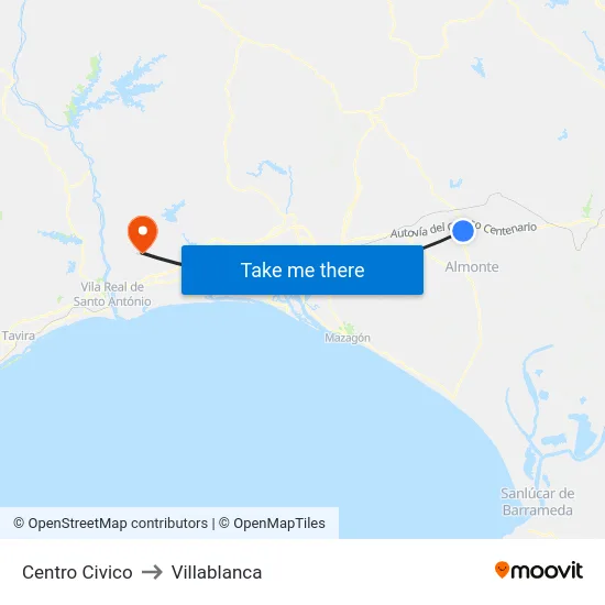 Centro Civico to Villablanca map