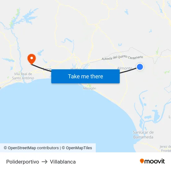 Poliderportivo to Villablanca map