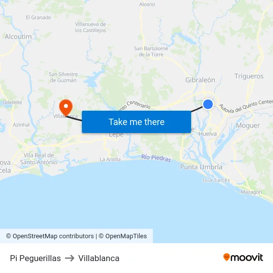 Pi Peguerillas to Villablanca map