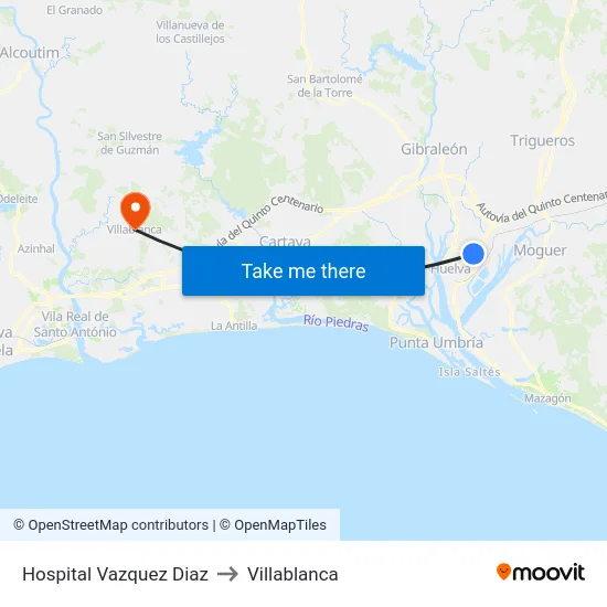 Hospital Vazquez Diaz to Villablanca map