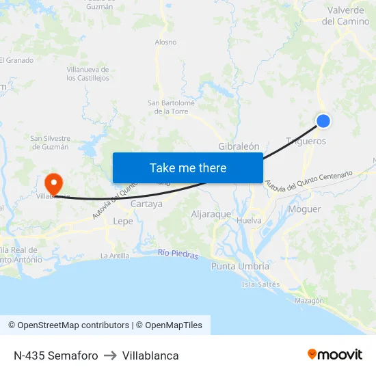 N-435 Semaforo to Villablanca map