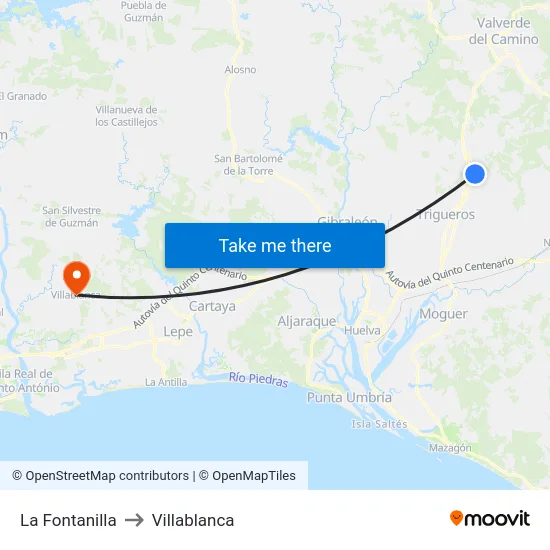La Fontanilla to Villablanca map