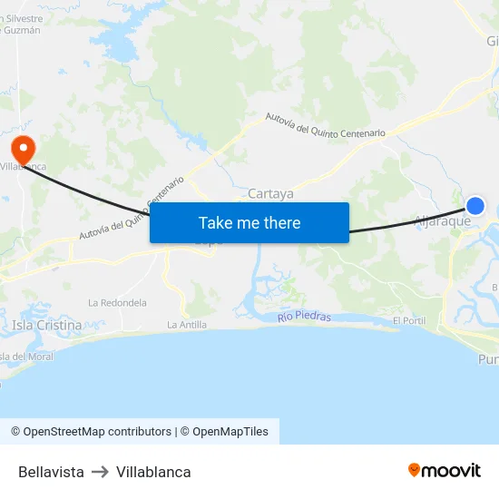 Bellavista to Villablanca map