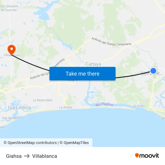 Giahsa to Villablanca map