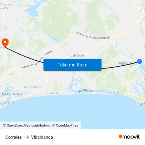 Corrales to Villablanca map