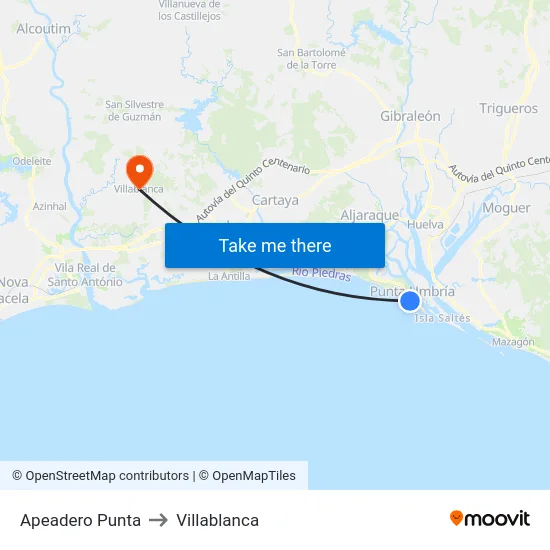 Apeadero Punta to Villablanca map