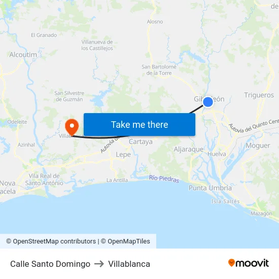 Calle Santo Domingo to Villablanca map