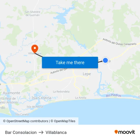 Bar Consolacion to Villablanca map