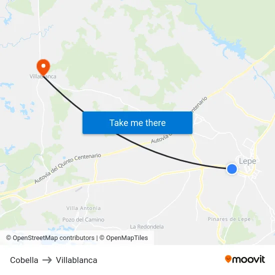 Cobella to Villablanca map