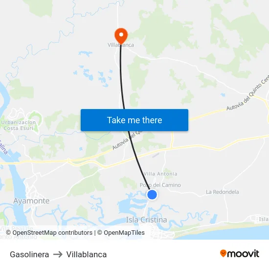 Gasolinera to Villablanca map