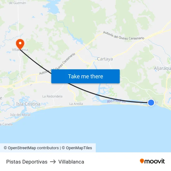 Pistas Deportivas to Villablanca map