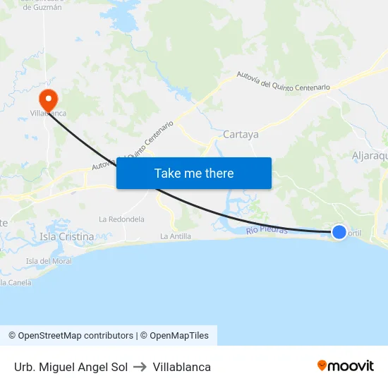 Urb. Miguel Angel Sol to Villablanca map