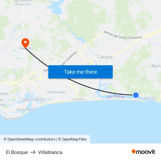 El Bosque to Villablanca map
