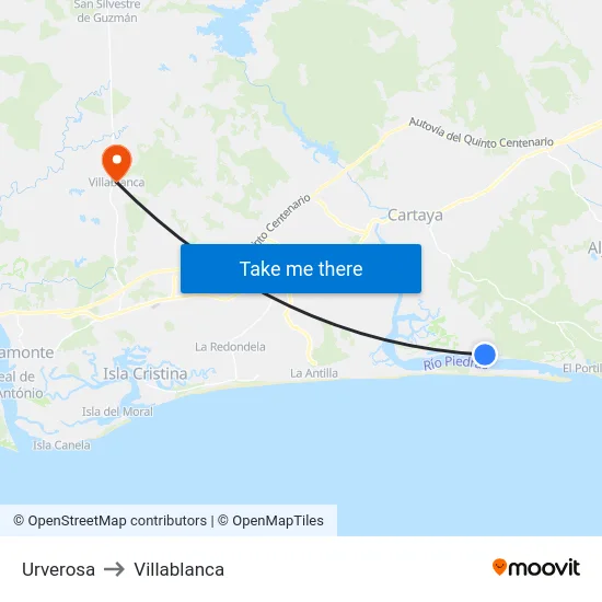 Urverosa to Villablanca map