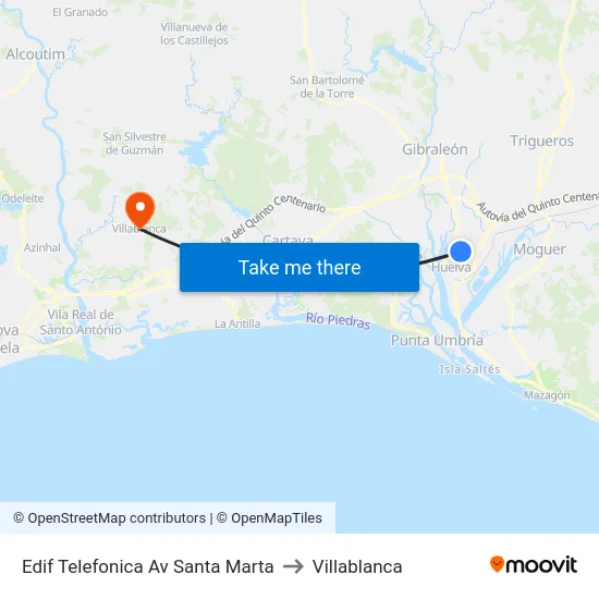 Edif Telefonica Av Santa Marta to Villablanca map