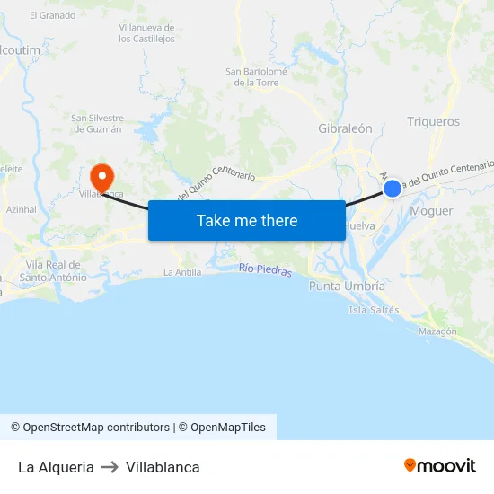 La Alqueria to Villablanca map