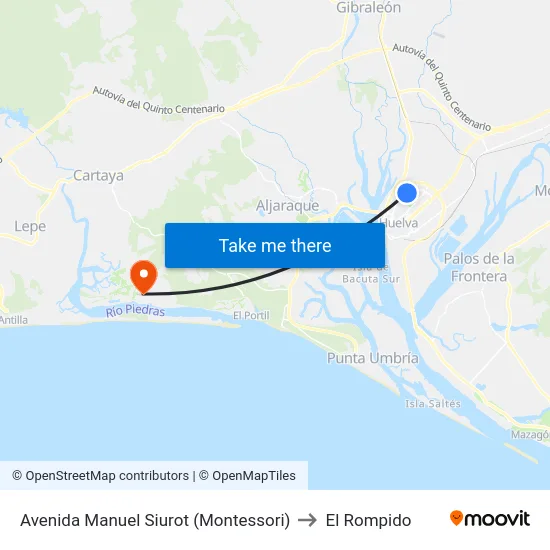 Avenida Manuel Siurot (Montessori) to El Rompido map