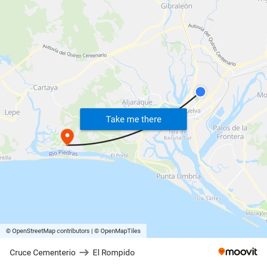 Cruce Cementerio to El Rompido map