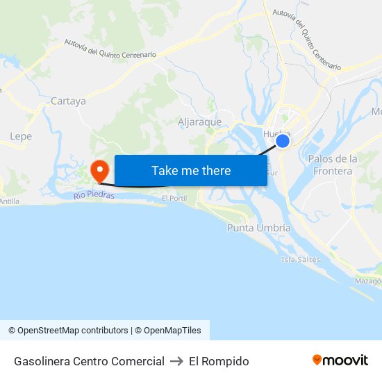 Gasolinera Centro Comercial to El Rompido map