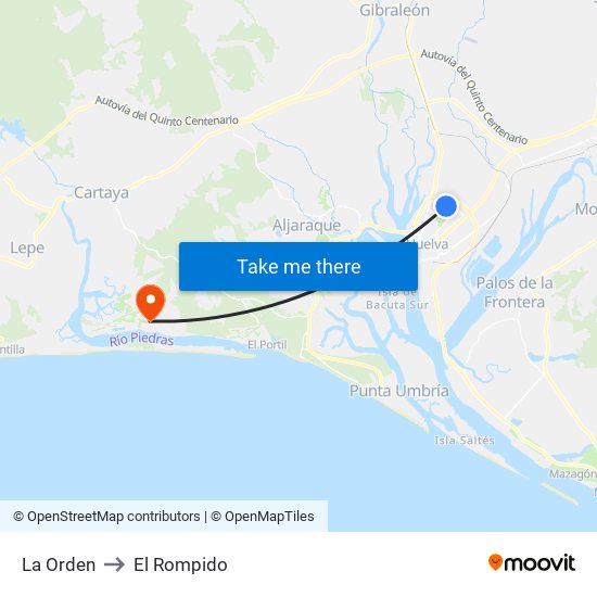 La Orden to El Rompido map