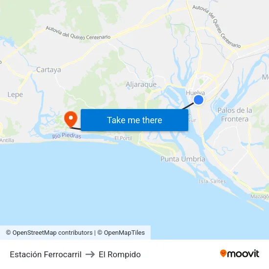 Estación Ferrocarril to El Rompido map