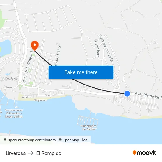 Urverosa to El Rompido map