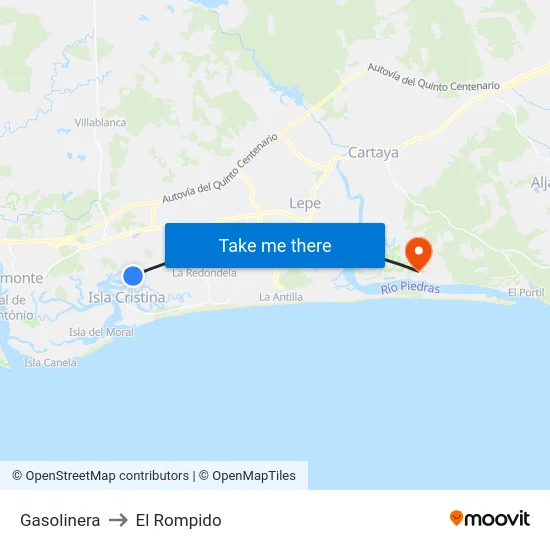 Gasolinera to El Rompido map