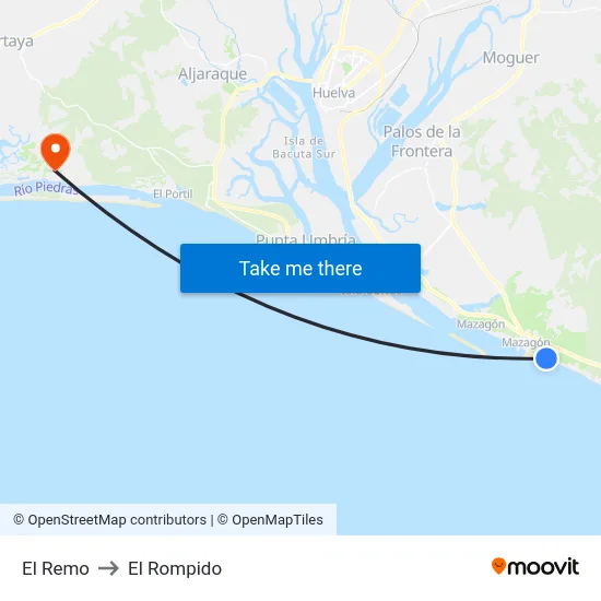 El Remo to El Rompido map