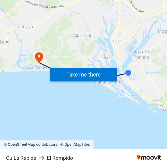 Cu La Rabida to El Rompido map