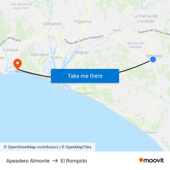 Apeadero Almonte to El Rompido map