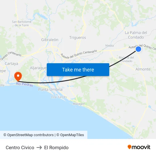 Centro Civico to El Rompido map