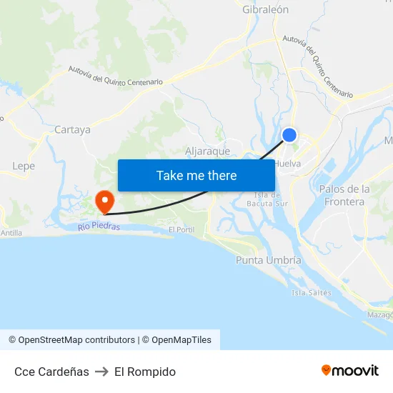 Cce Cardeñas to El Rompido map