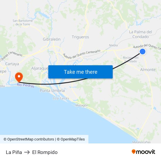 La Piña to El Rompido map